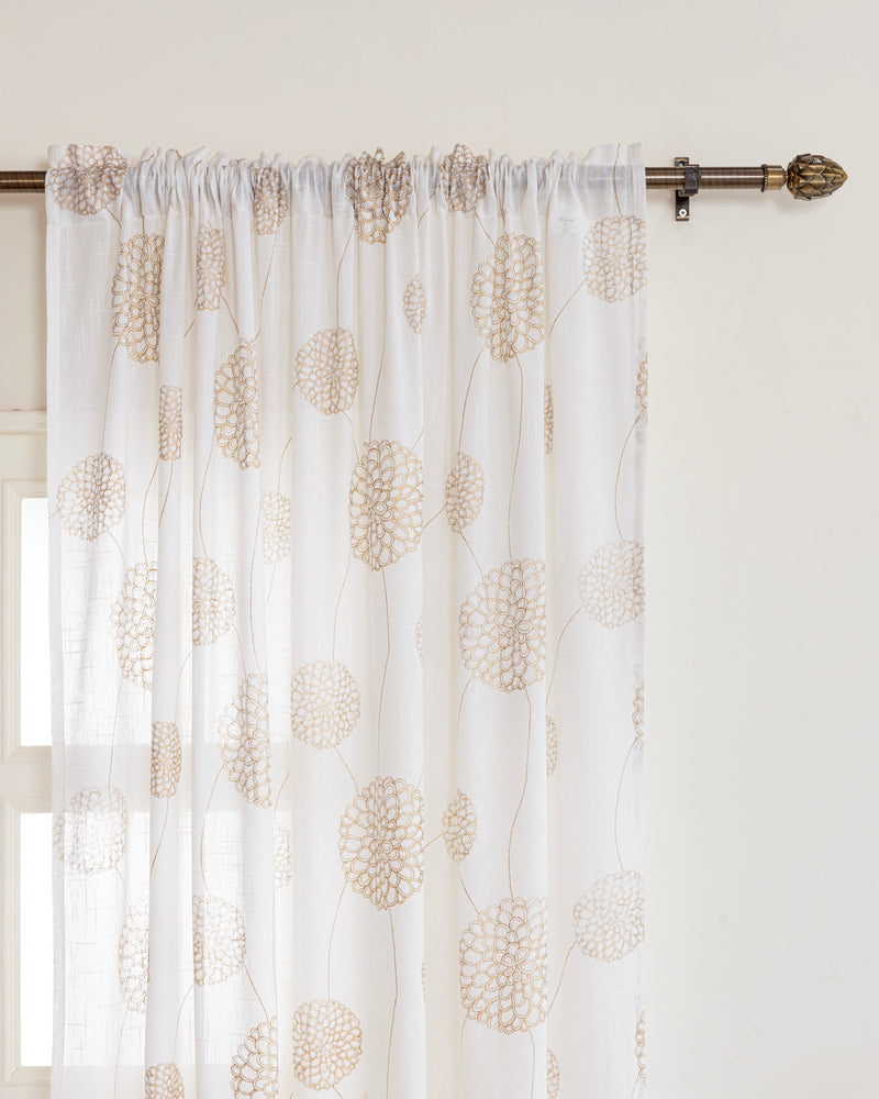 Imprimer Gold Dandelions - Rod Pocket Printed Sheer Curtain-2