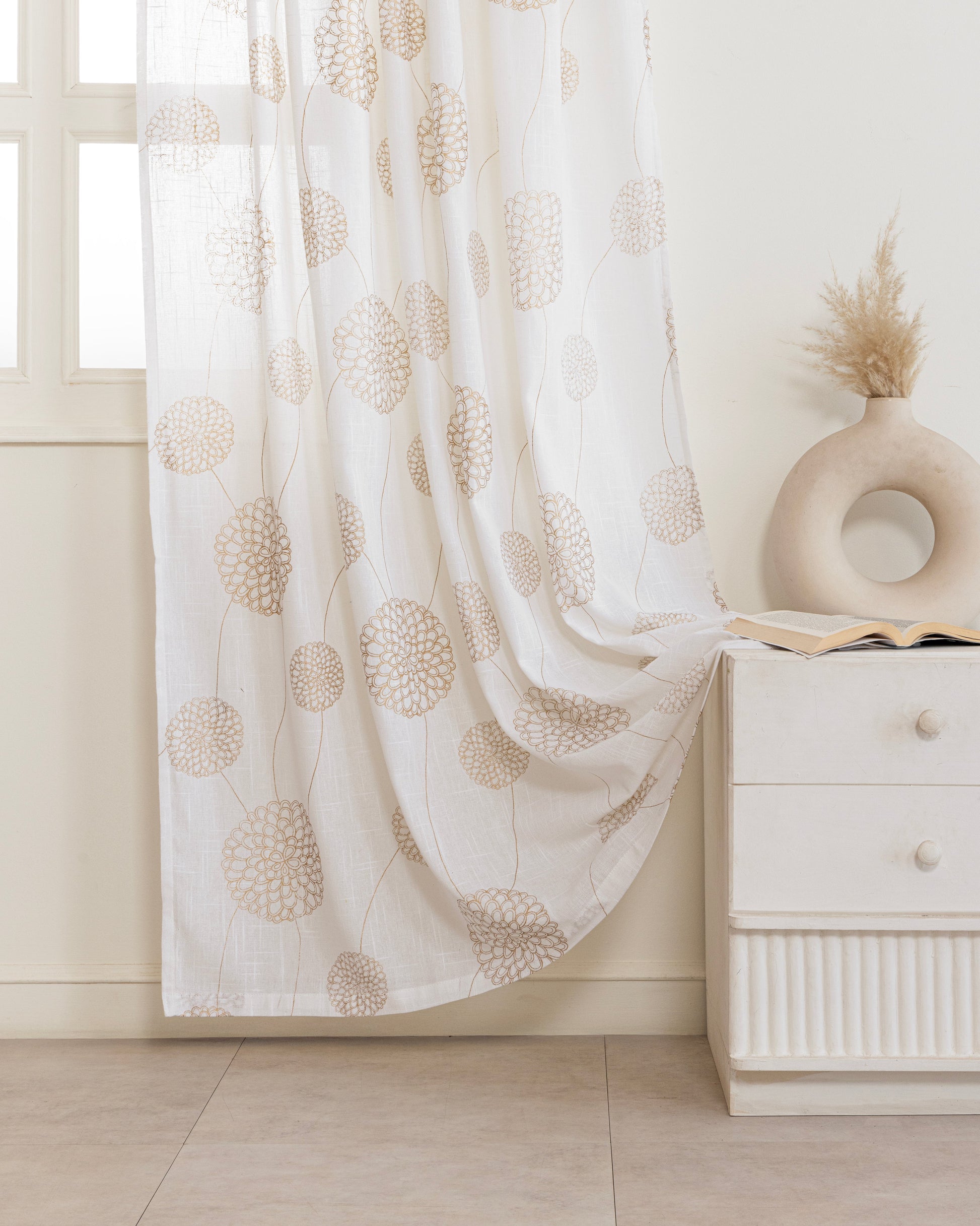 Imprimer Gold Dandelions - Rod Pocket Printed Sheer Curtain-3