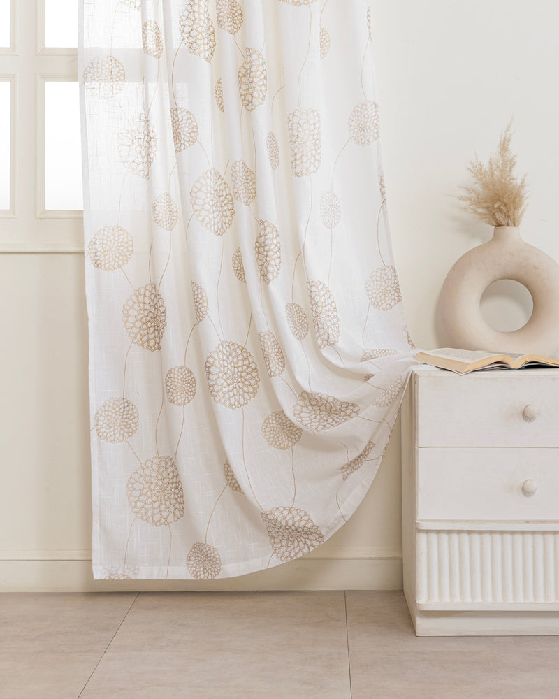 Imprimer Gold Dandelions - Rod Pocket Printed Sheer Curtain-3