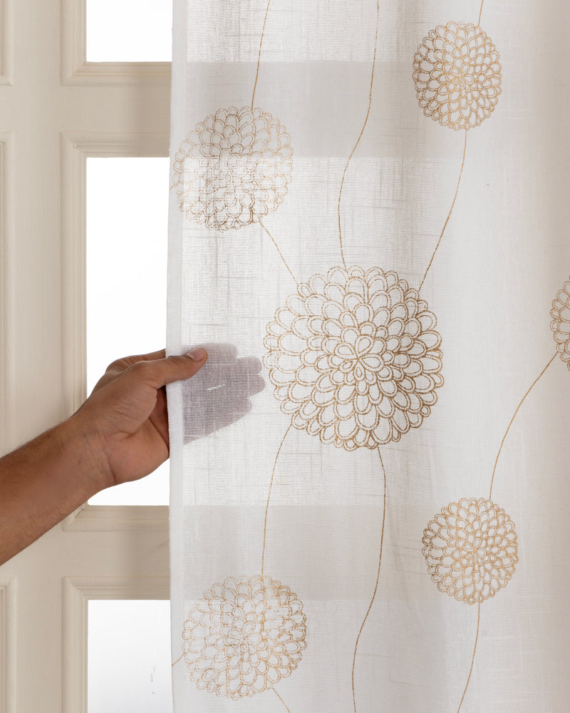 Imprimer Gold Dandelions - Rod Pocket Printed Sheer Curtain-4