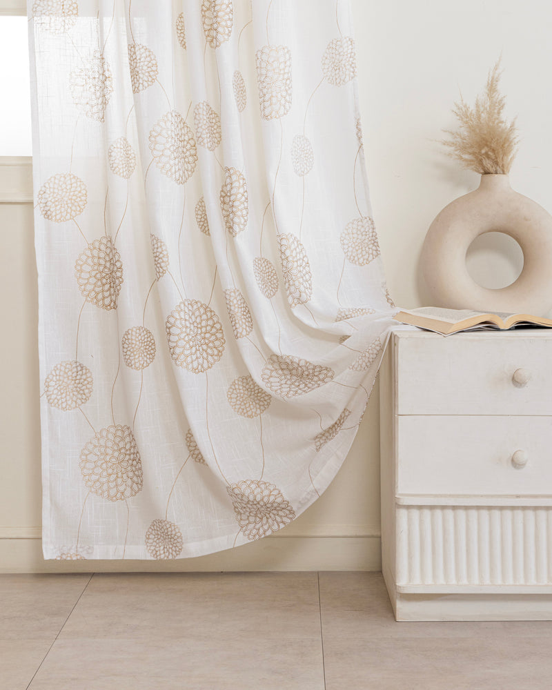 Imprimer Gold Dandelions - Eyelet Printed Sheer Curtain-3