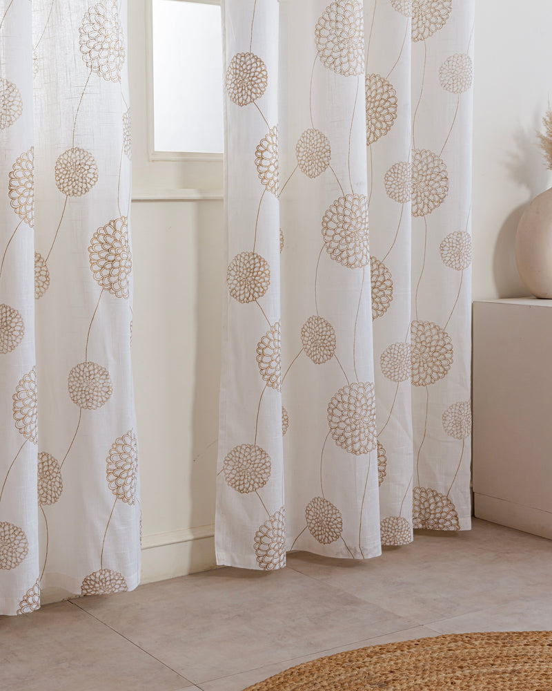 Imprimer Gold Dandelions - Eyelet Printed Sheer Curtain-4