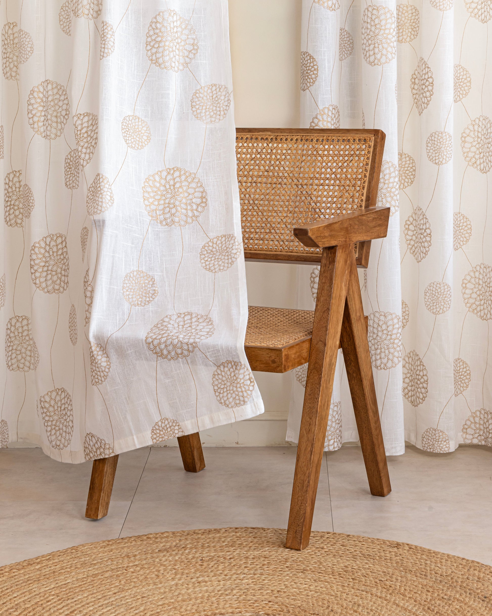 Imprimer Gold Dandelions - Eyelet Printed Sheer Curtain-5