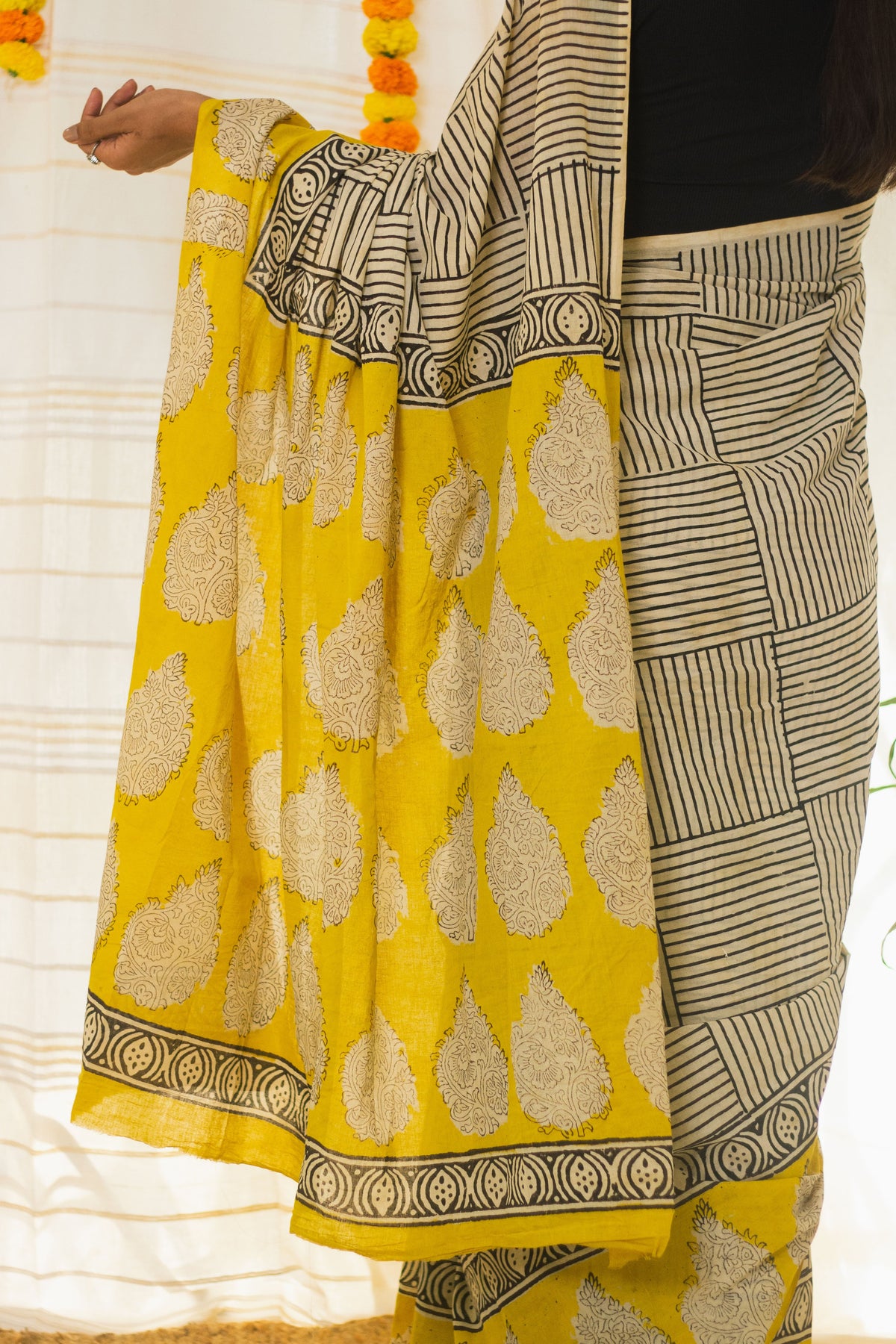 Cotton Mul Bagru Saree Sunny Stripes-3