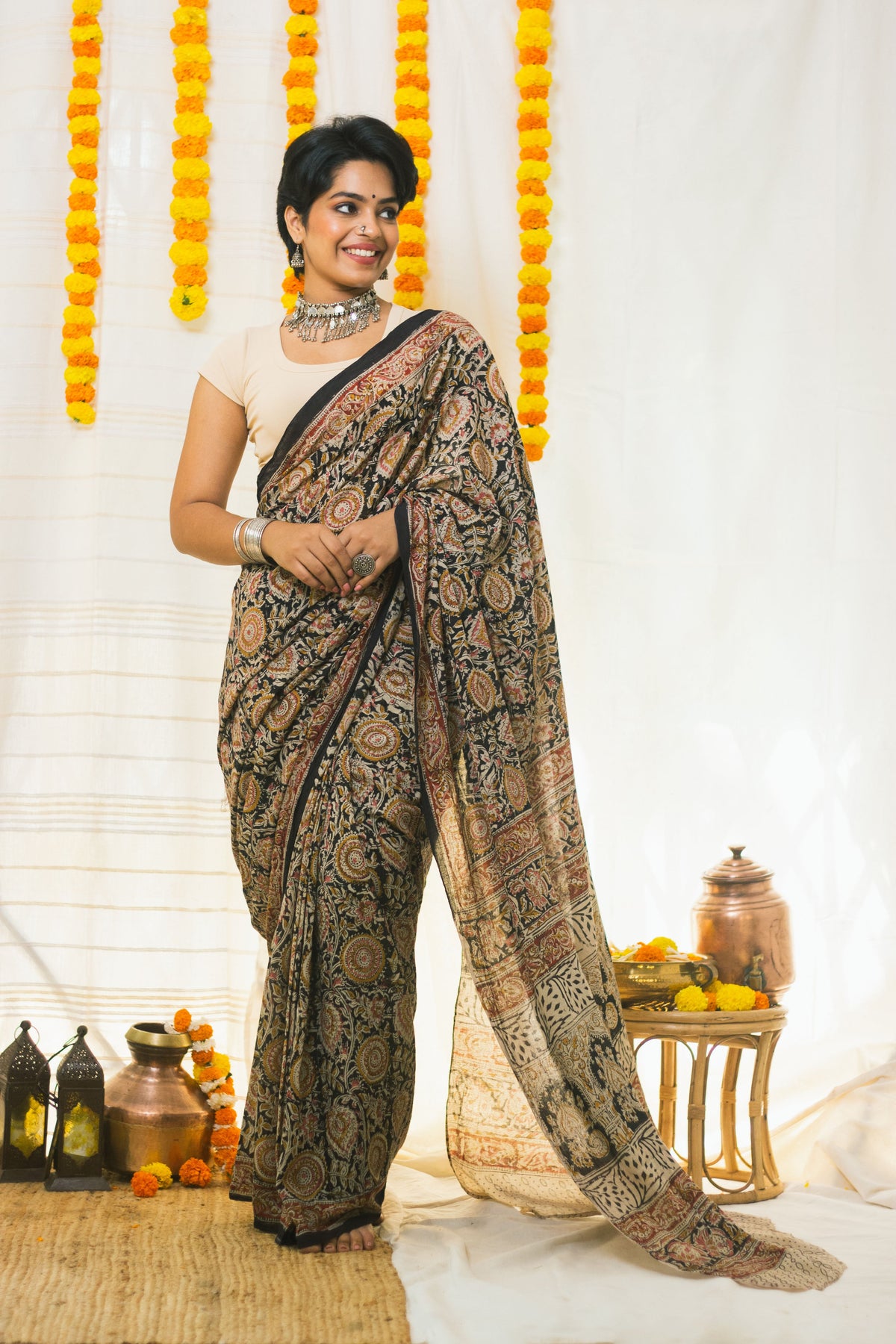 Royal Bloom Cotton Mul Kalamkari-1