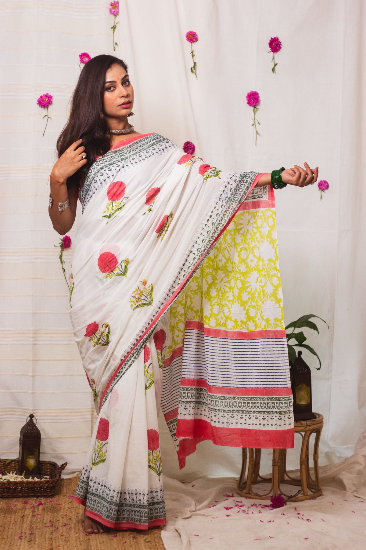 Cotton Mul Bagru Saree Spring Blossom-6