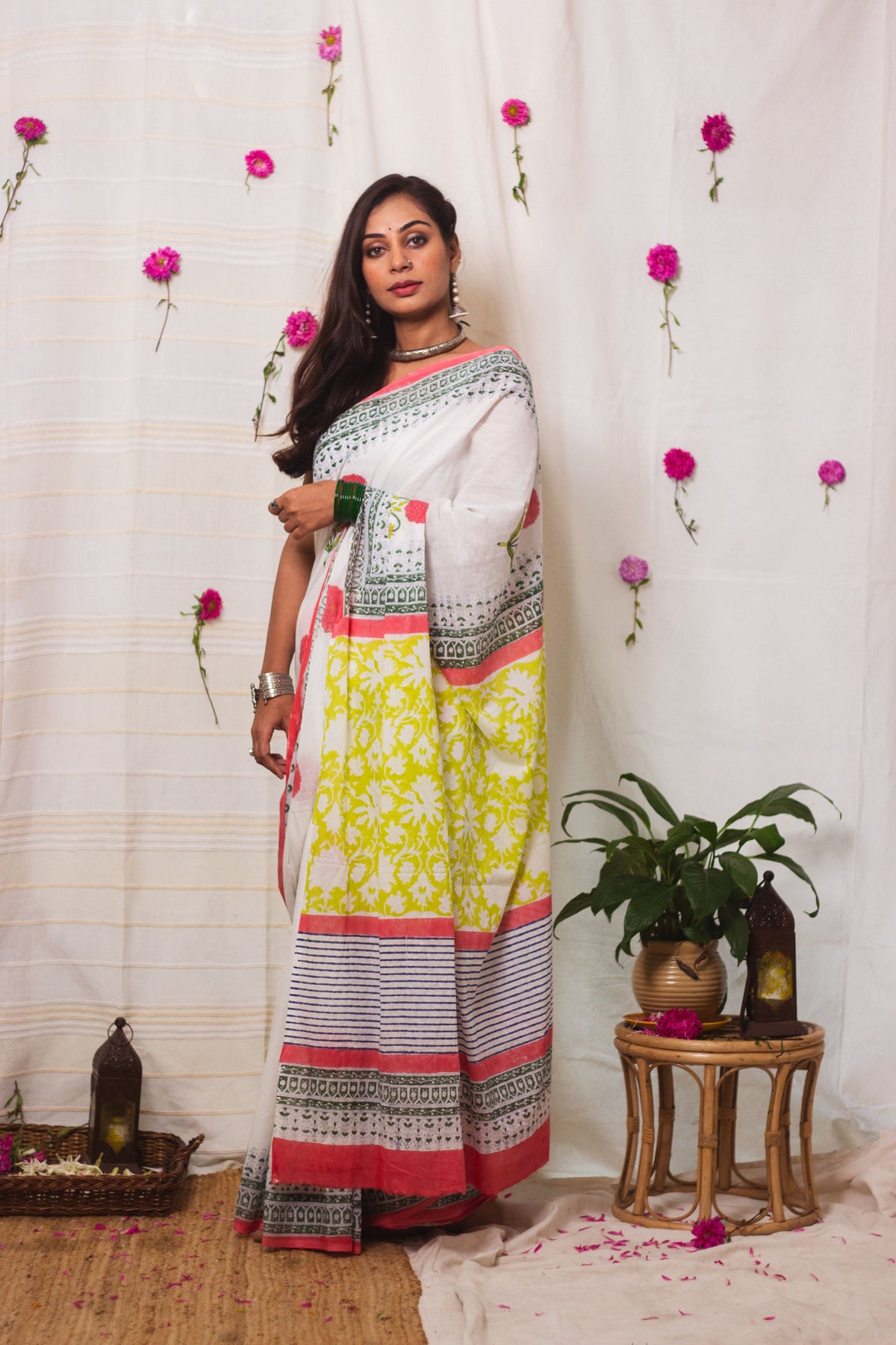 Cotton Mul Bagru Saree Spring Blossom-5