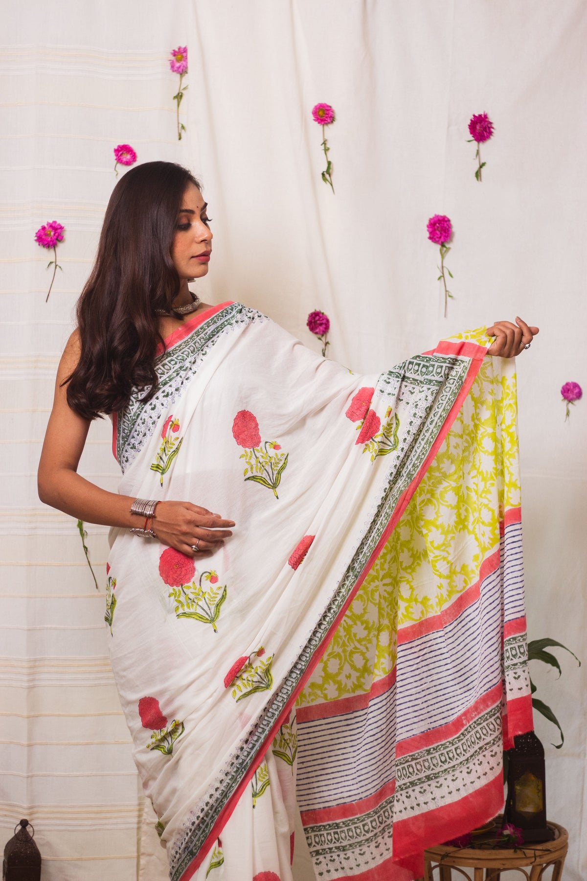 Cotton Mul Bagru Saree Spring Blossom-2