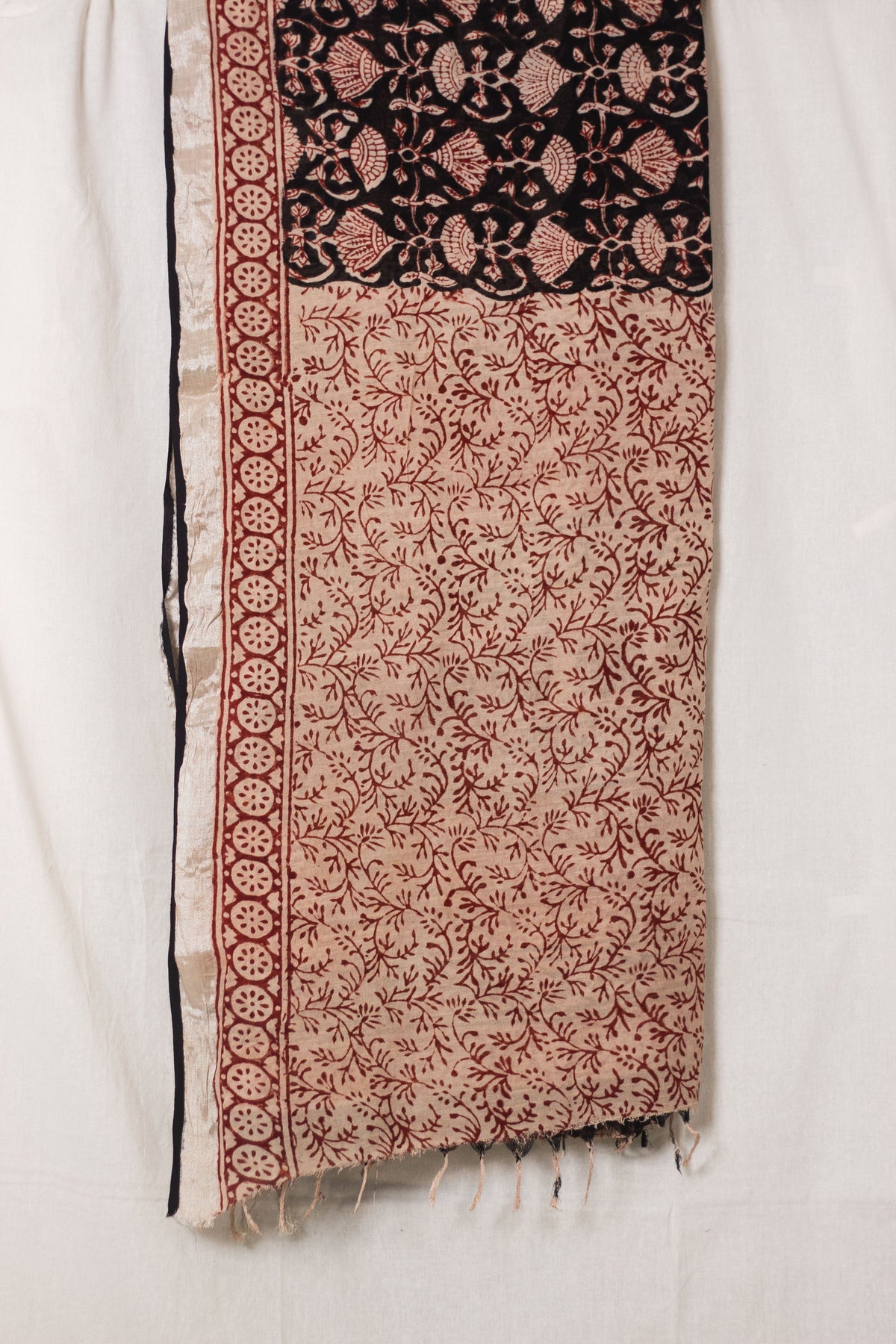 Linen Cotton Bagru Saree Raat Rani-9