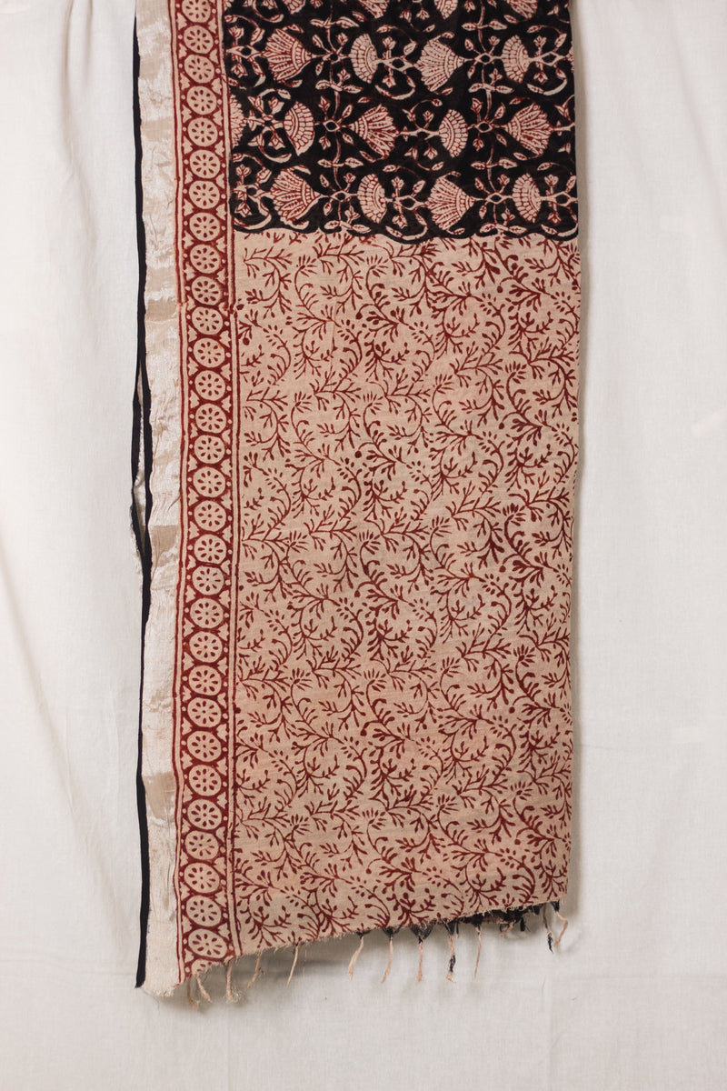 Linen Cotton Bagru Saree Raat Rani-9