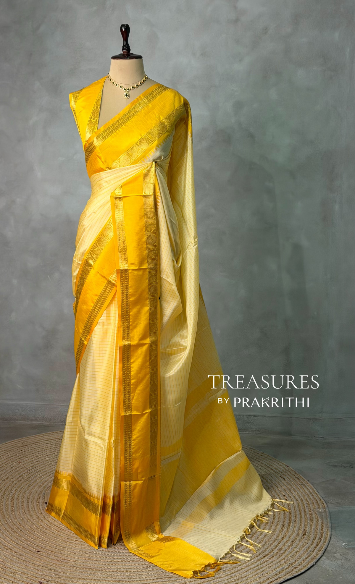 Yellow Banarasi silk saree - PIH76