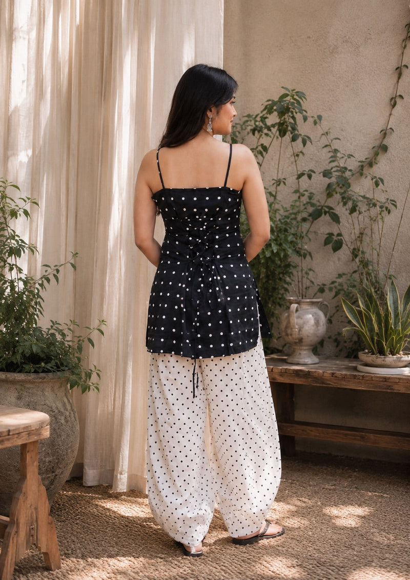 Ivory Noir Black & White Farshi Salwar Set with Dupatta