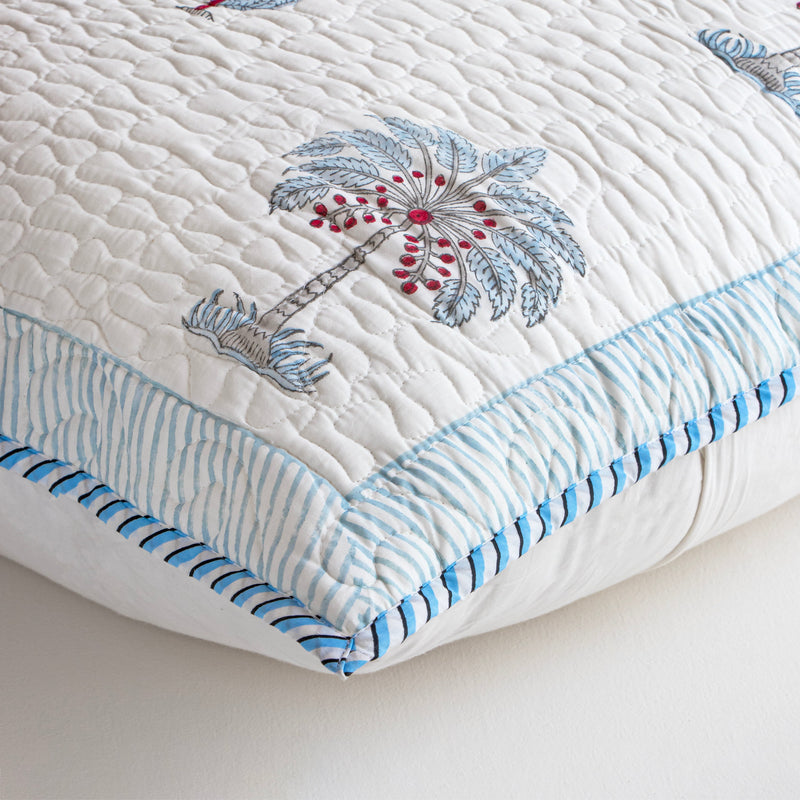 Ombre Lupine - Hand Block Print Quilted Cushion Cover (Blue)-9