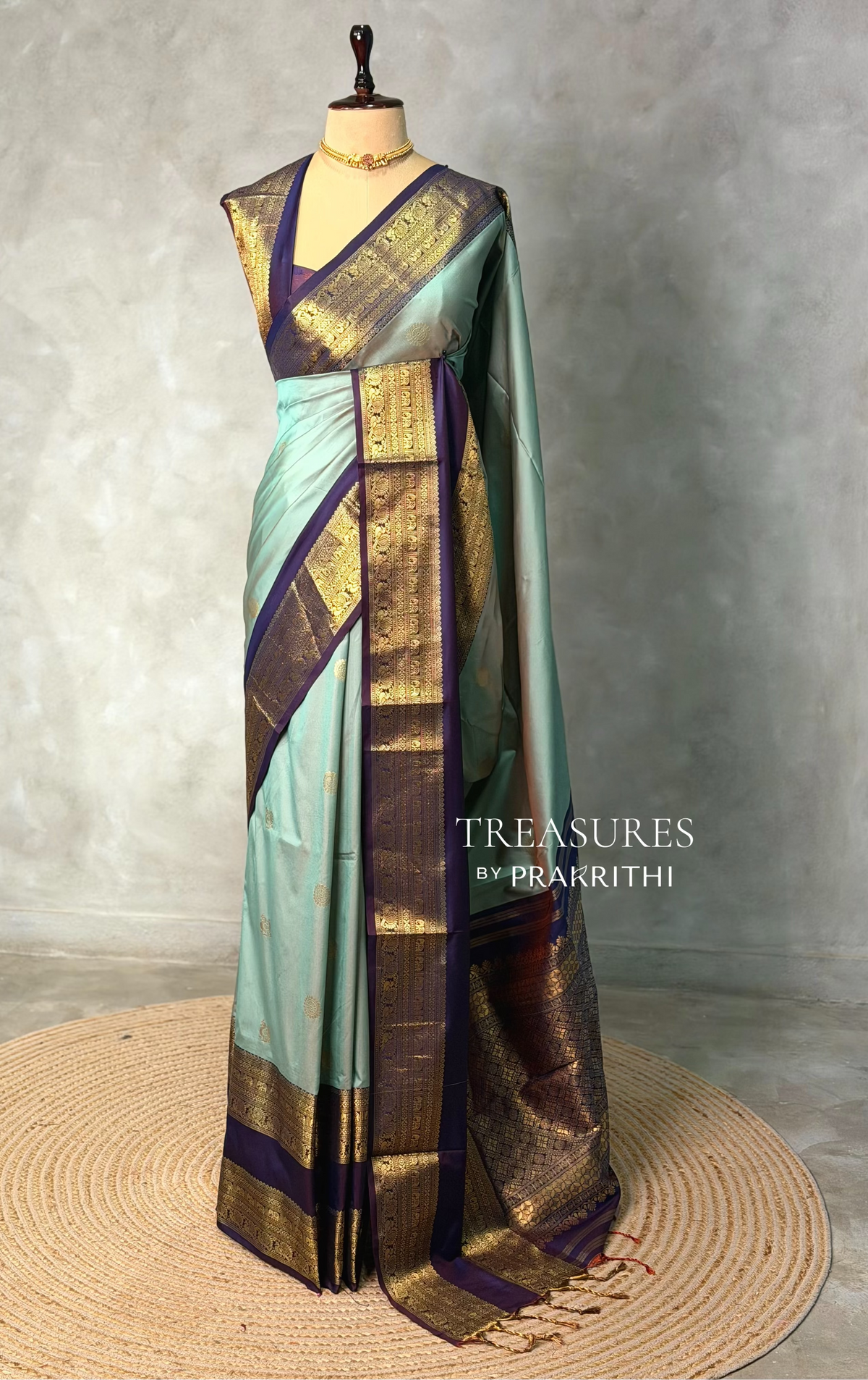 Pastal Blue and Violet silk saree -BSP28G