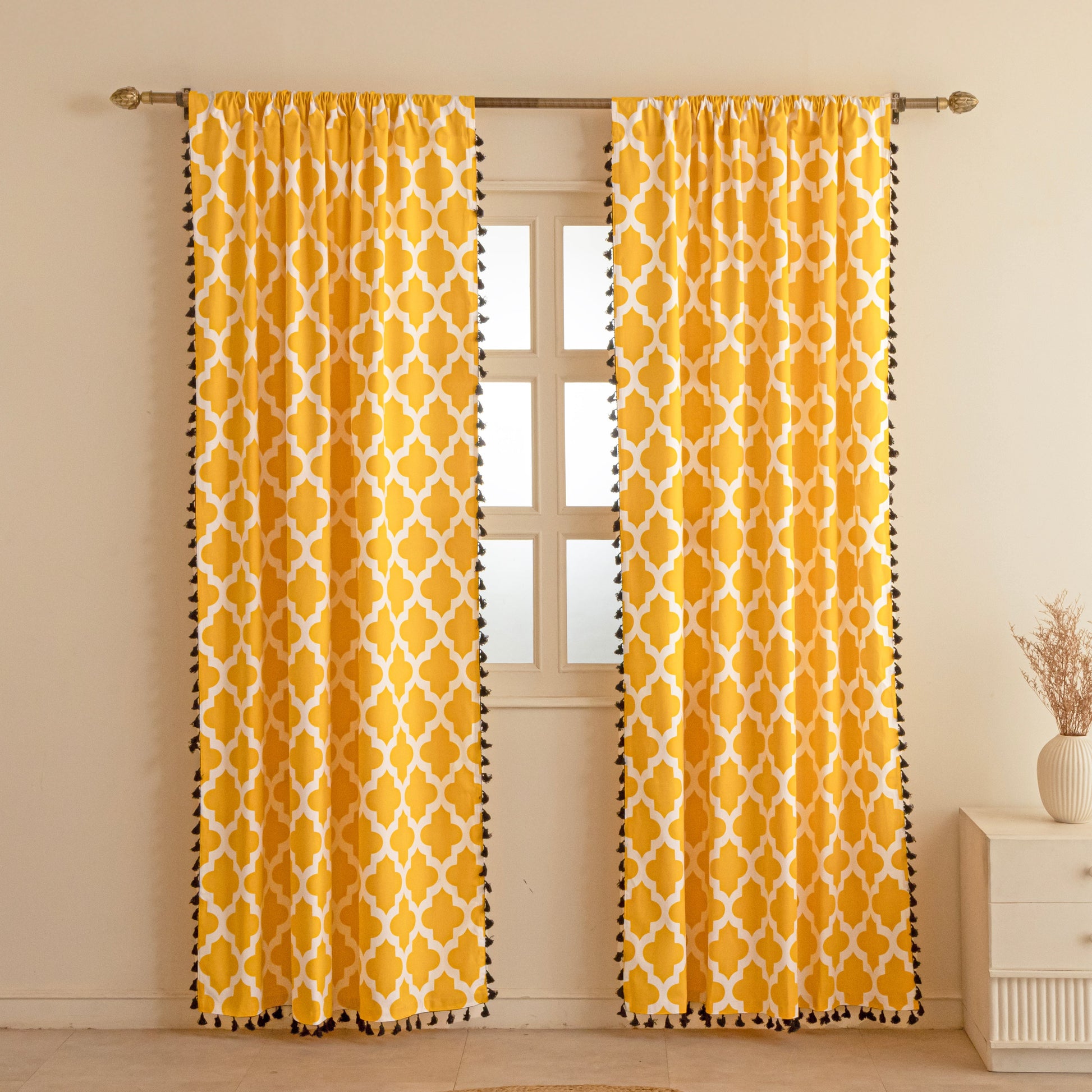 Imprimer Handpicked Soleil - Rod Pocket Printed Semi Blackout Curtain (Yellow)-1