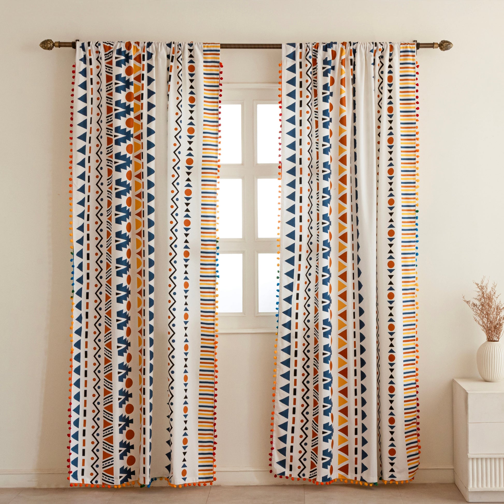 Imprimer Handpicked Santo - Rod Pocket Printed Semi Blackout Curtain (Multicolor)-1