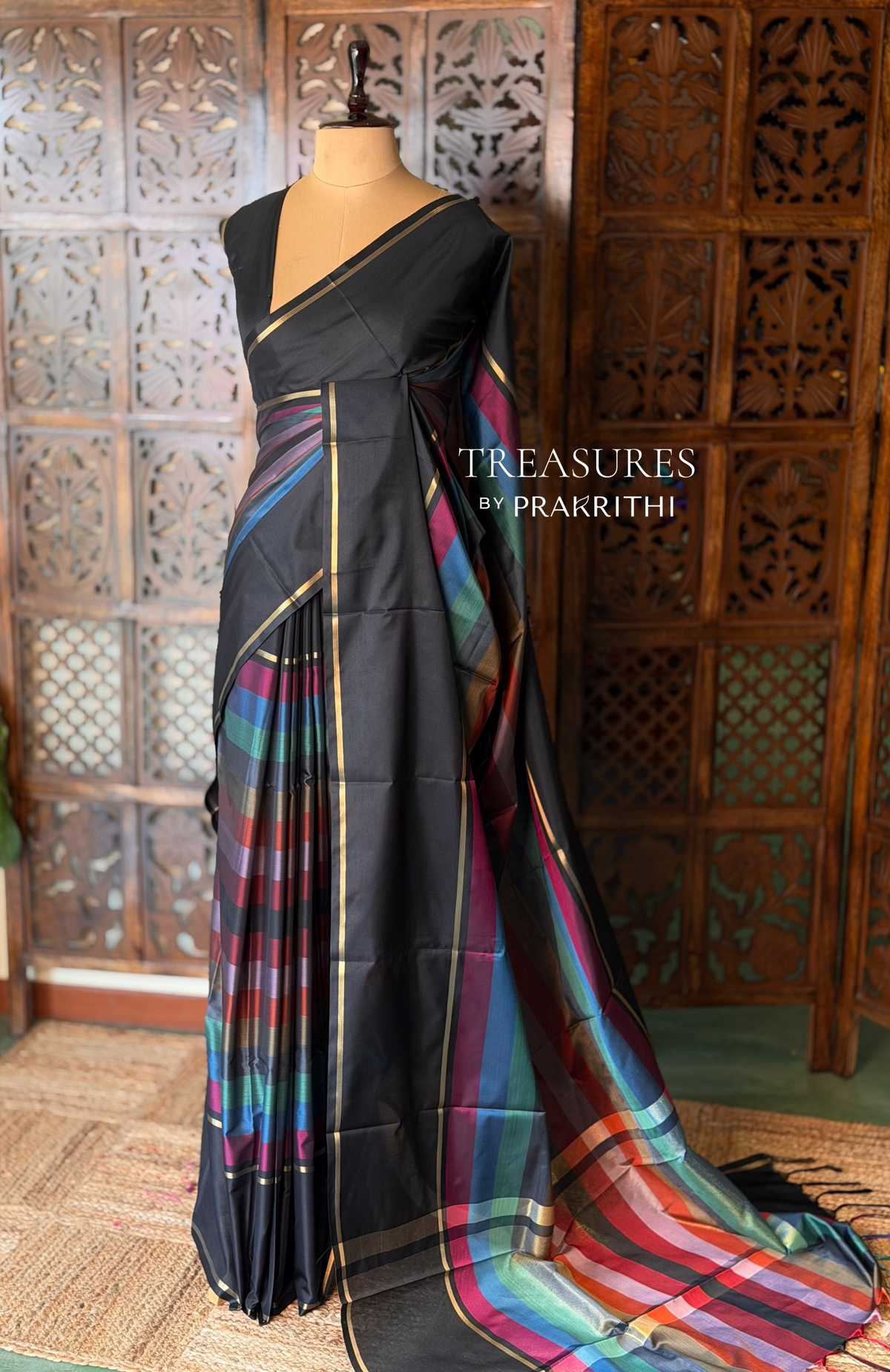 Black Semi banarasi silk saree - PIH90