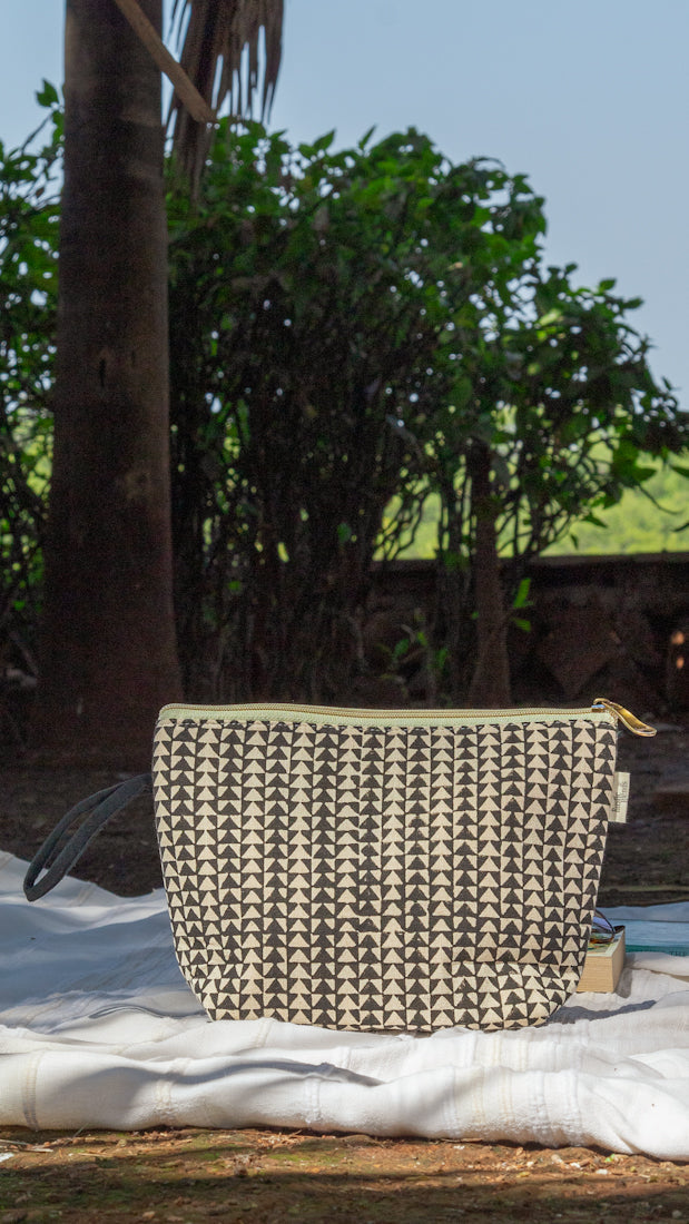 Cotton Pouch • Black and Off White • Geometric Print-8