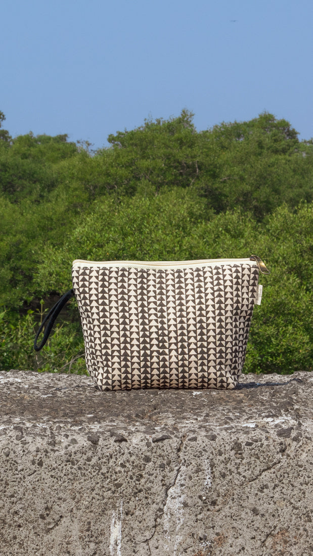 Cotton Pouch • Black and Off White • Geometric Print-9