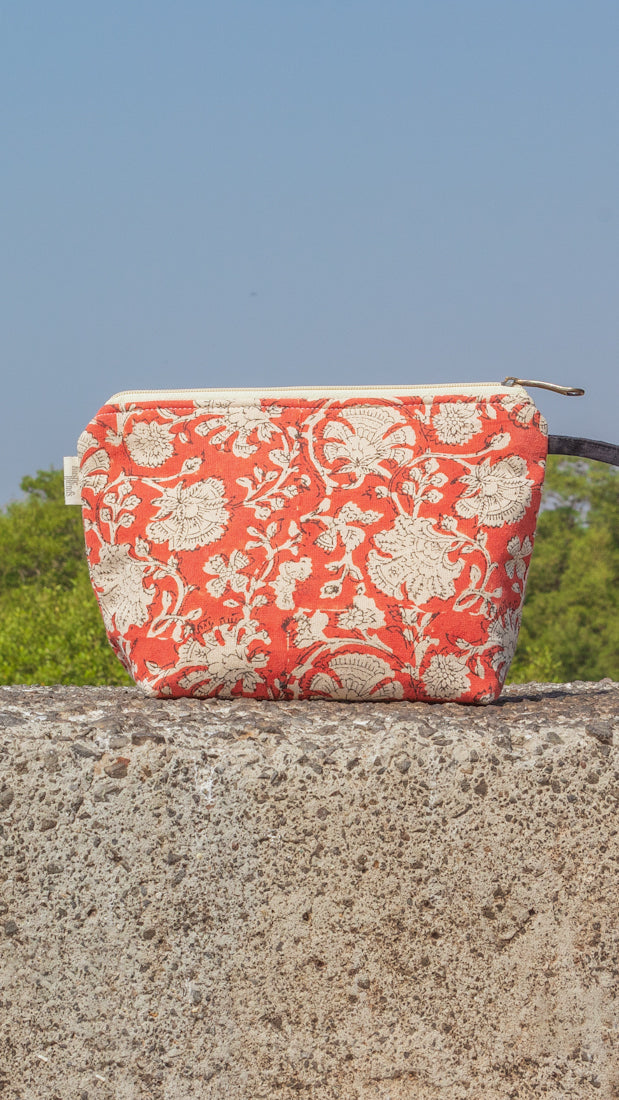 Cotton Pouch • Rust • Floral-5