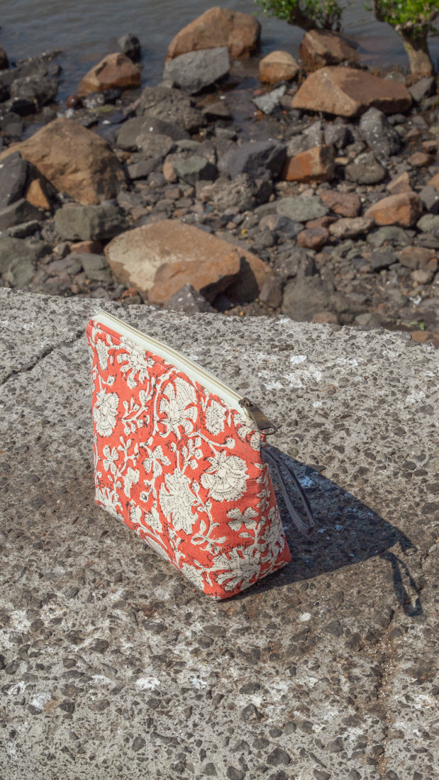 Cotton Pouch • Rust • Floral-6