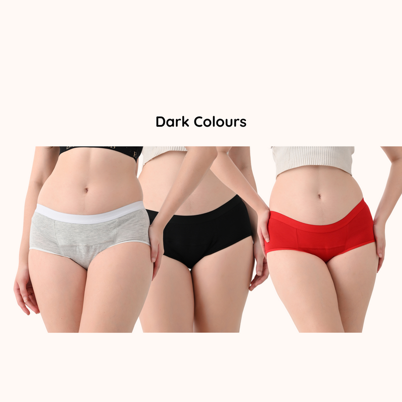 Leakproof Panties for Urine Leak – Cotton Midwaist-Waist, Reusable (Pack of 3) | Woomly