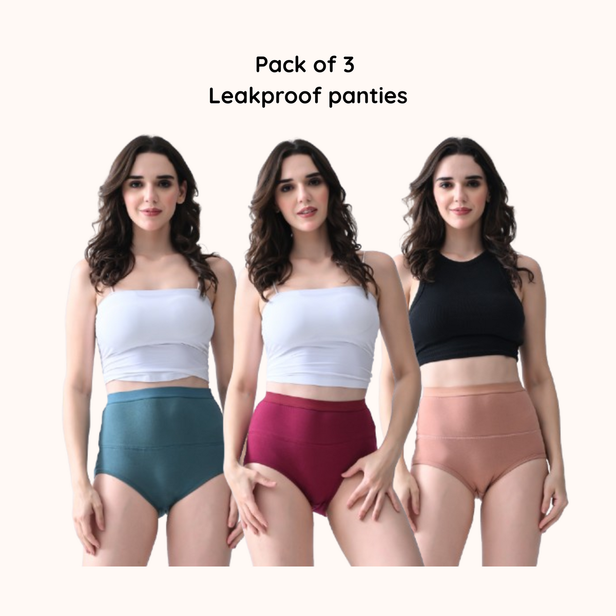 Leakproof Panties for Urine Leak – Cotton High-Waist, Reusable (Pack of 3) | Woomly