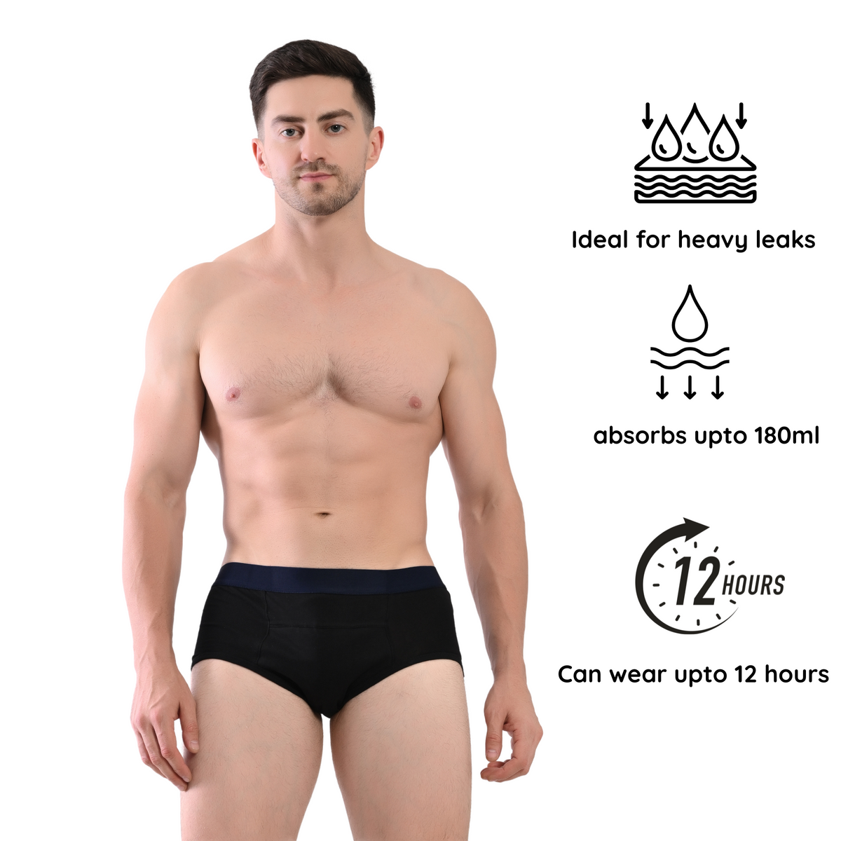 Men Leakproof Underwear for Urine Leak – Cotton Brief, Reusable (Pack of 3) | Woomly