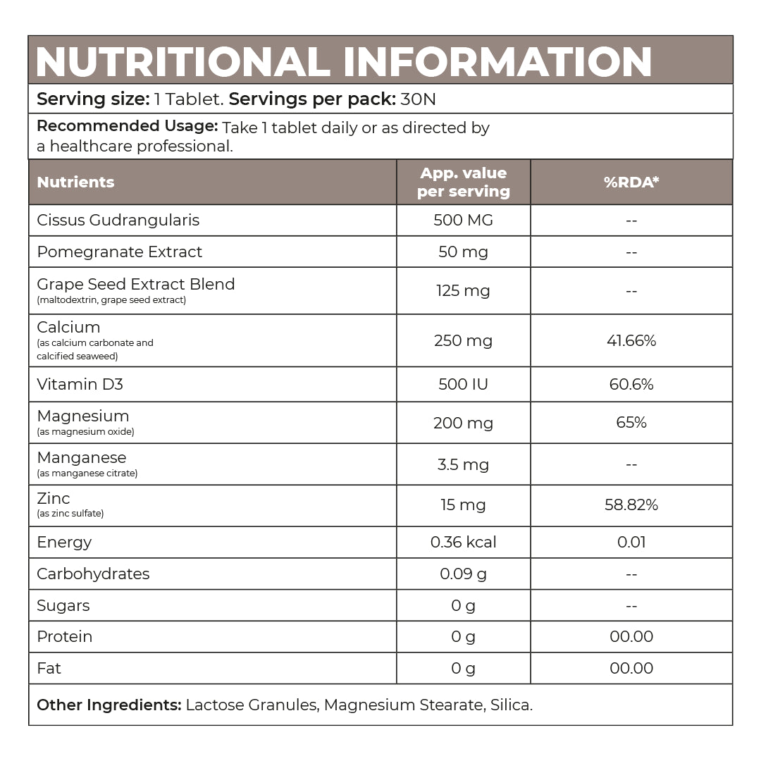 Calcium Tablets with Vitamin D3 for Bone Health | With Magnesium, Zinc & Manganese | InStrength