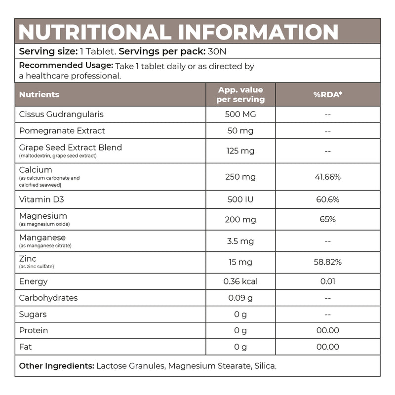 Calcium Tablets with Vitamin D3 for Bone Health | With Magnesium, Zinc & Manganese | InStrength