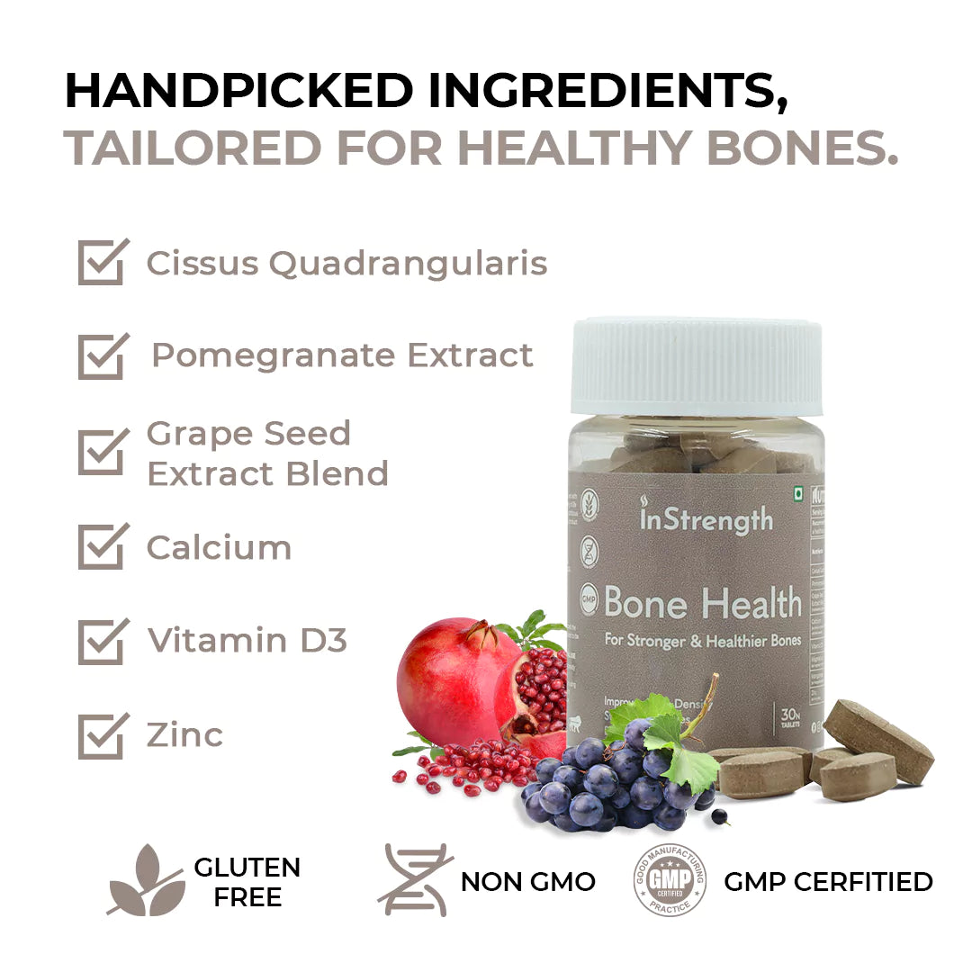 Calcium Tablets with Vitamin D3 for Bone Health | With Magnesium, Zinc & Manganese | InStrength