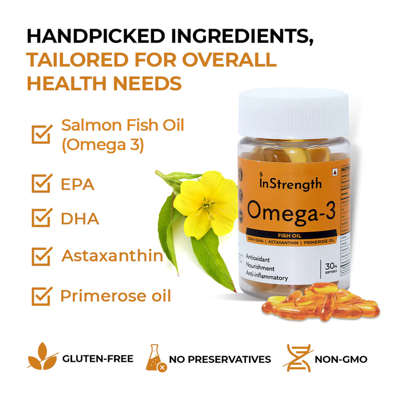 Omega-3 Salmon Fish oil capsule with astaxanthin & primrose oil - 1000mg
