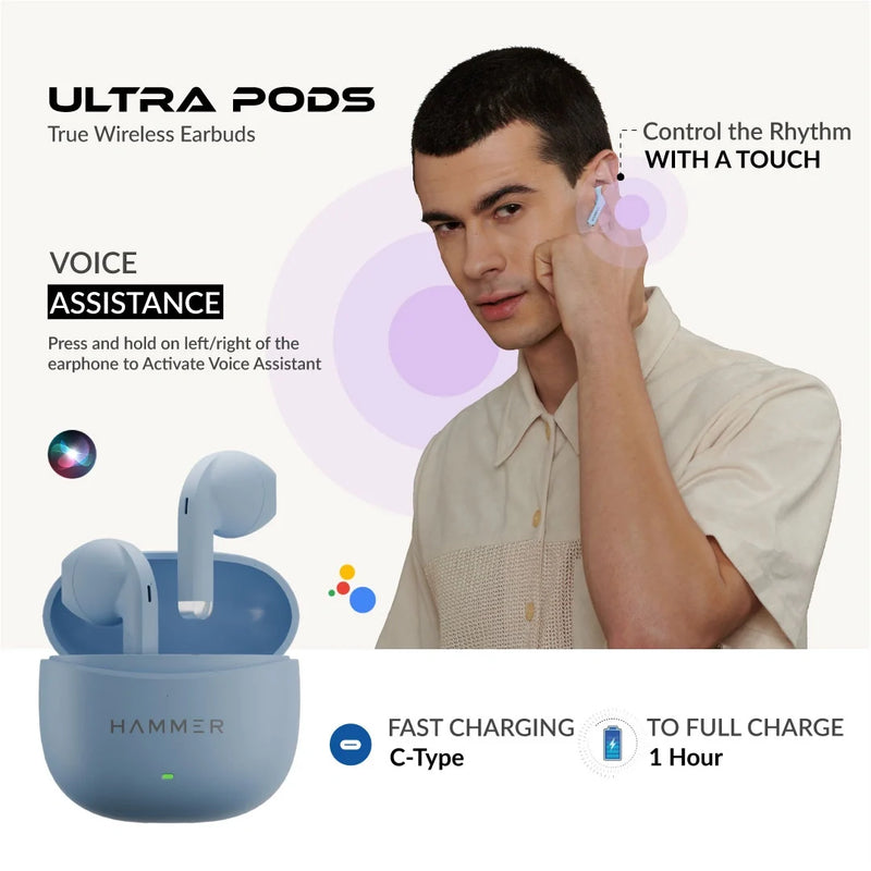 Hammer Ultra Pods TWS Earbuds with 3D Stereo Sound & Touch Controls-8