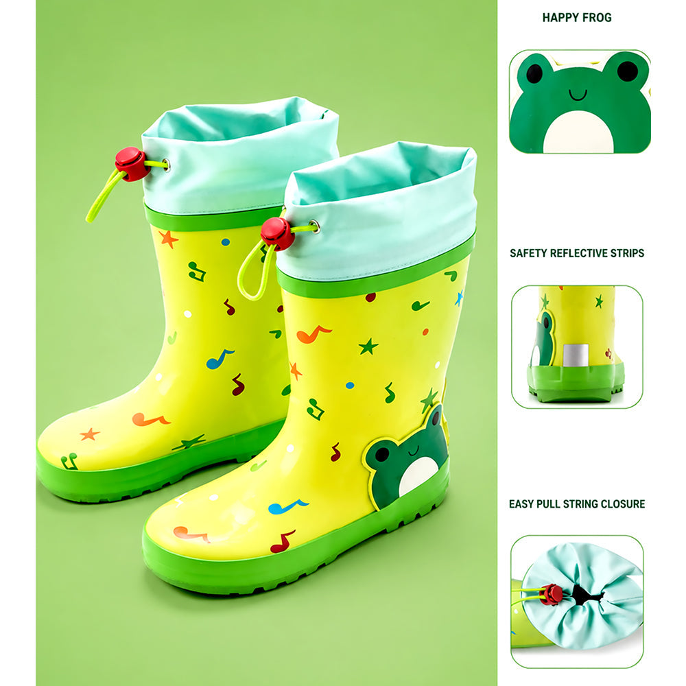 Happy Frog  Flexible Rubber Rain Gumboots for Toddlers and Kids