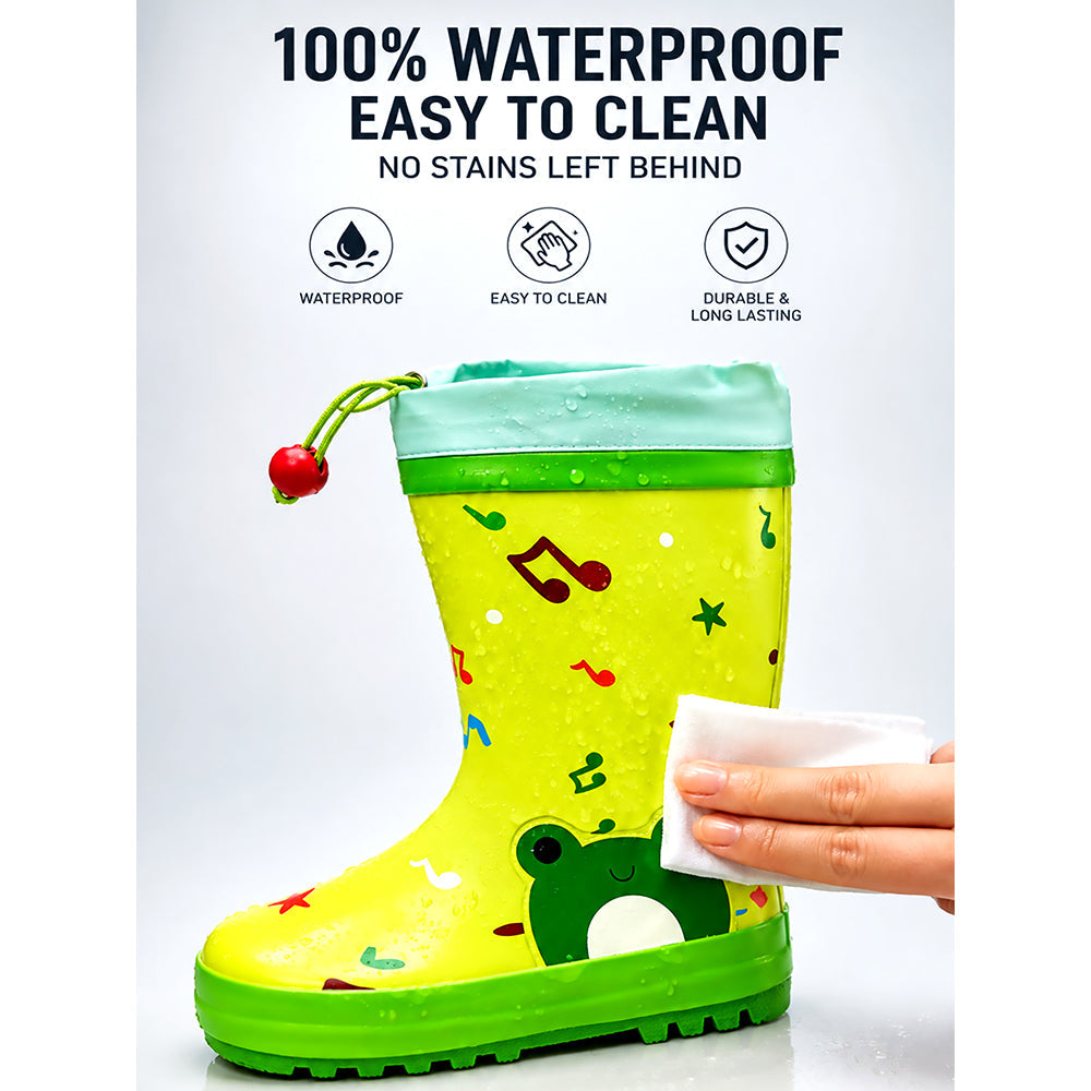 Happy Frog  Flexible Rubber Rain Gumboots for Toddlers and Kids