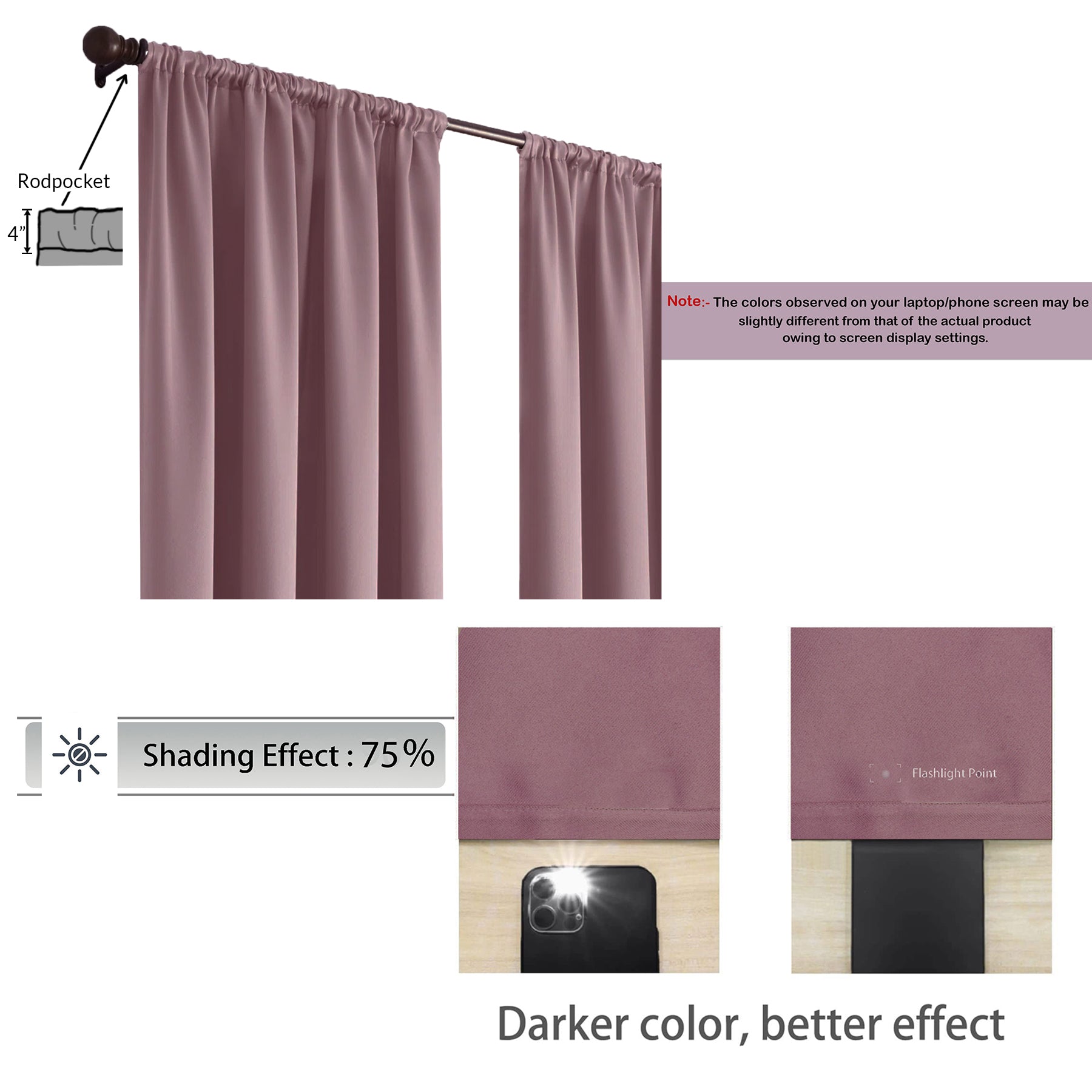 Fort Essential - Rod Pocket Blackout Curtain (Lavender)