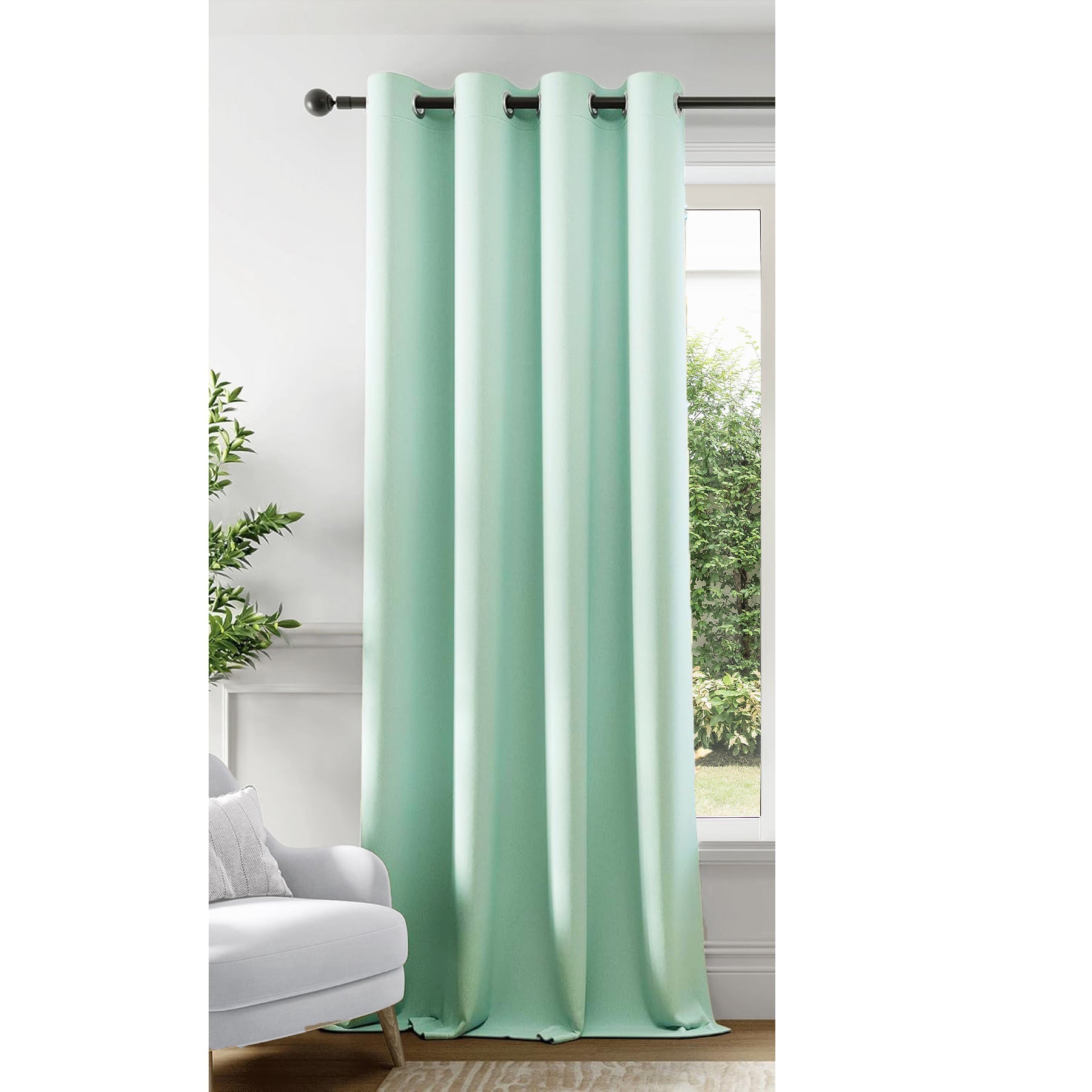 Fort Essential - Black Backing Blackout Curtain (Sage Green)-5