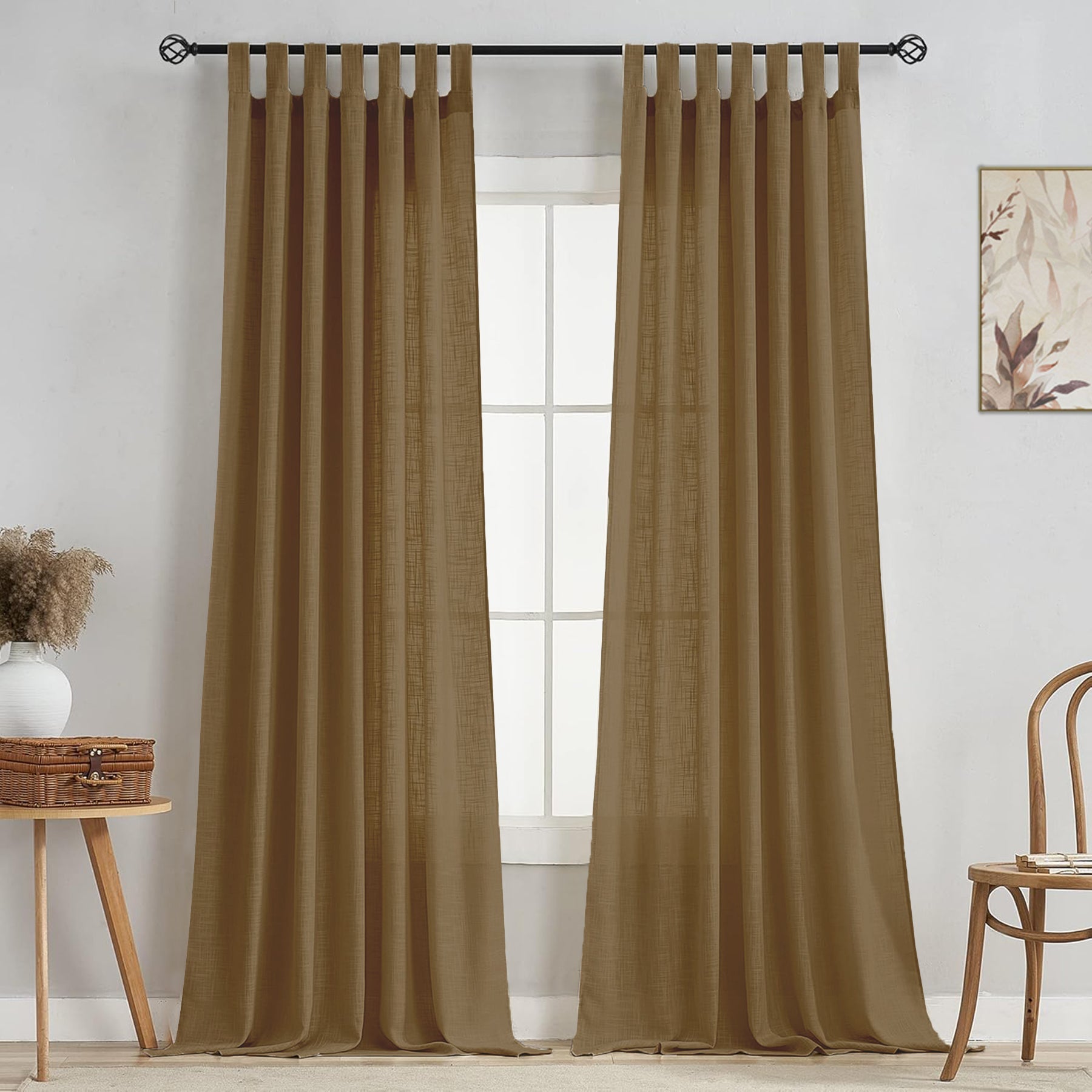 Fort Absolute - Dark Brown Loop Sheer Curtain-1