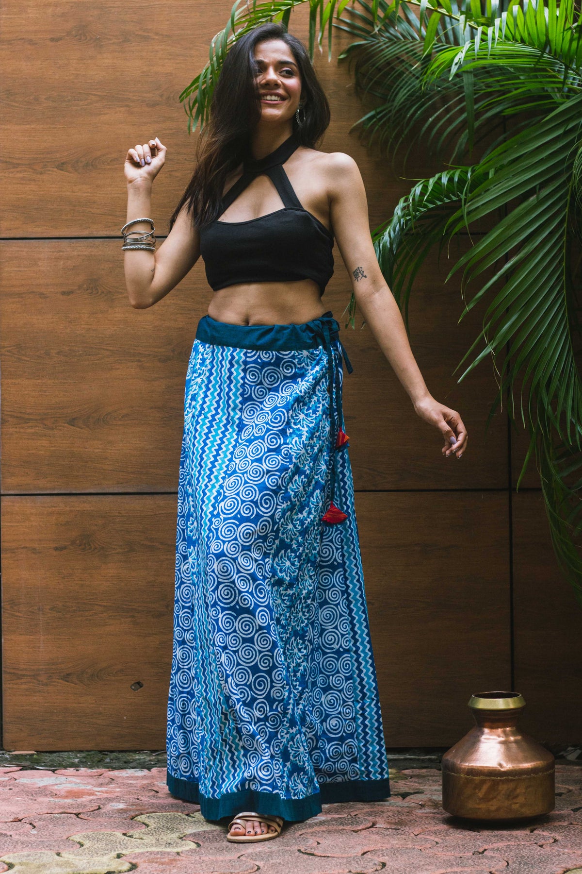 Blue Panelled Batik Skirt-3