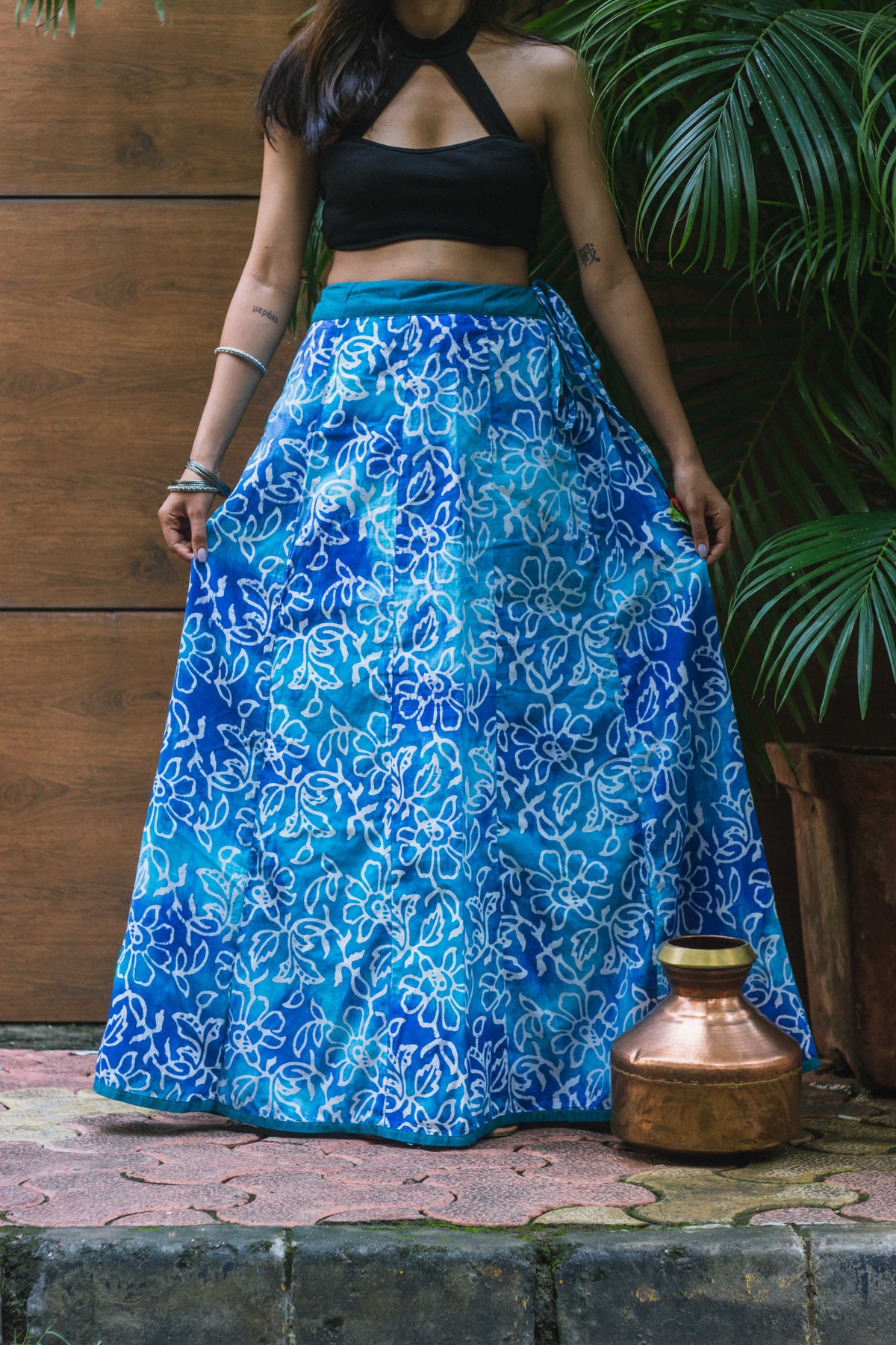 Blue Shaded Floral Skirt-2