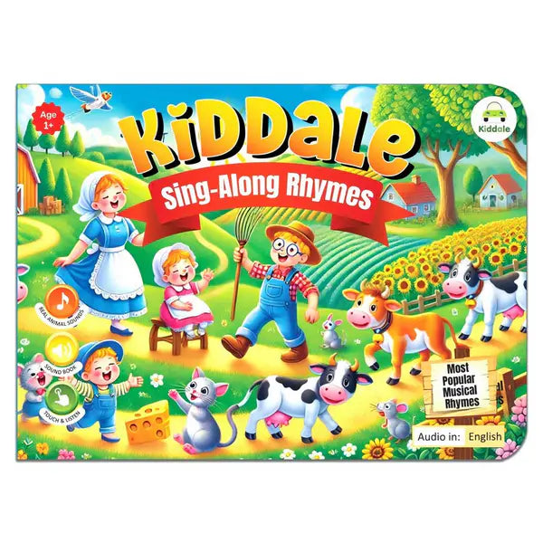 Kiddale Touch & Play Nursery Rhymes Sound Book ✨ | 28 Buttons, 10 Beloved Rhymes like Wheels on the Bus & ABC Song
