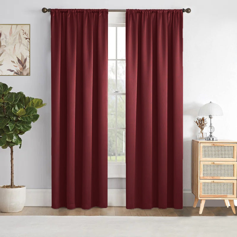 Fort Essential - Rod Pocket Blackout Curtain (Maroon)-1