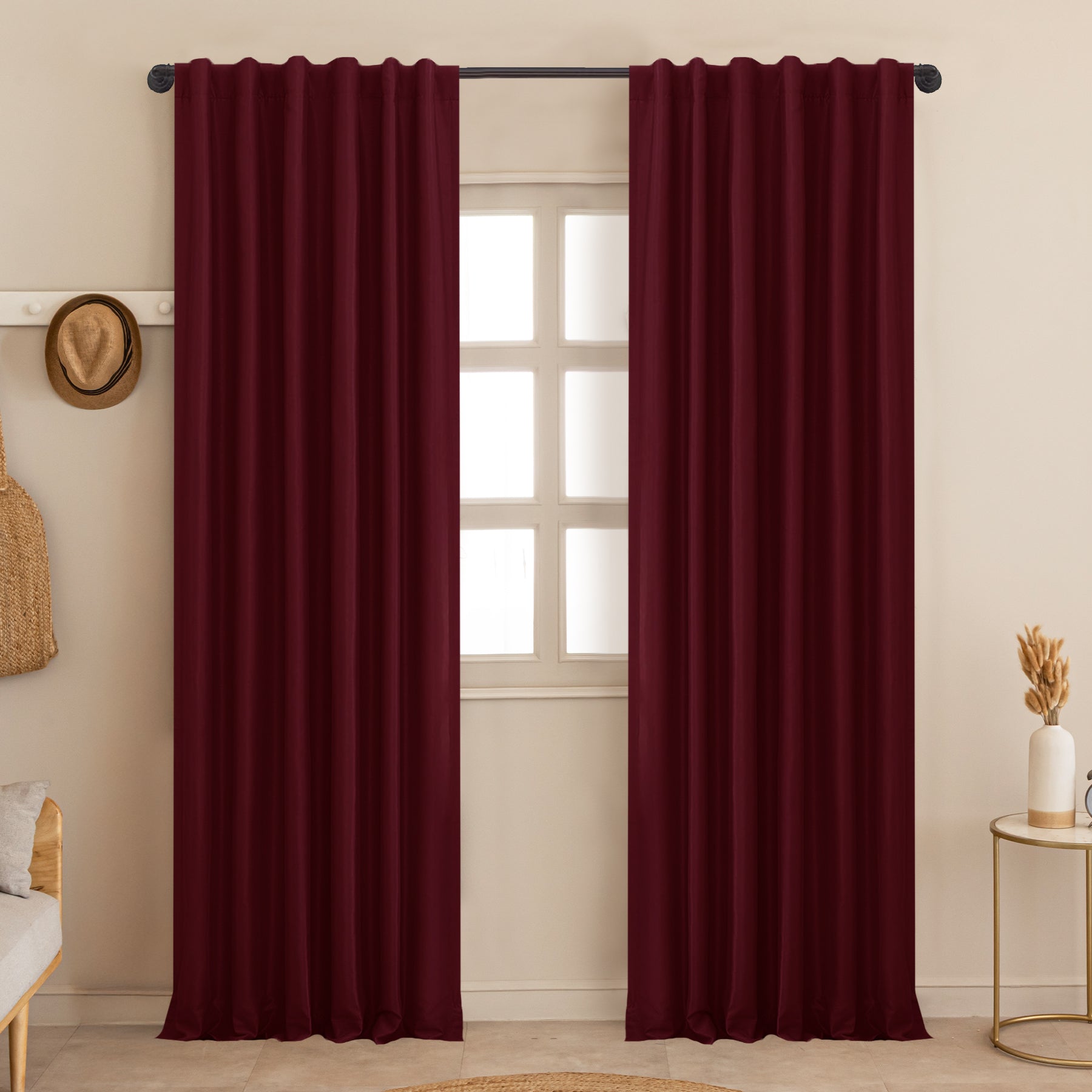 Fort Essential - Back Tab Blackout Curtain (Maroon)-1