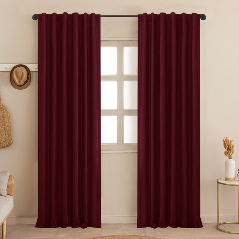 Fort Essential - Back Tab Blackout Curtain (Maroon)-1