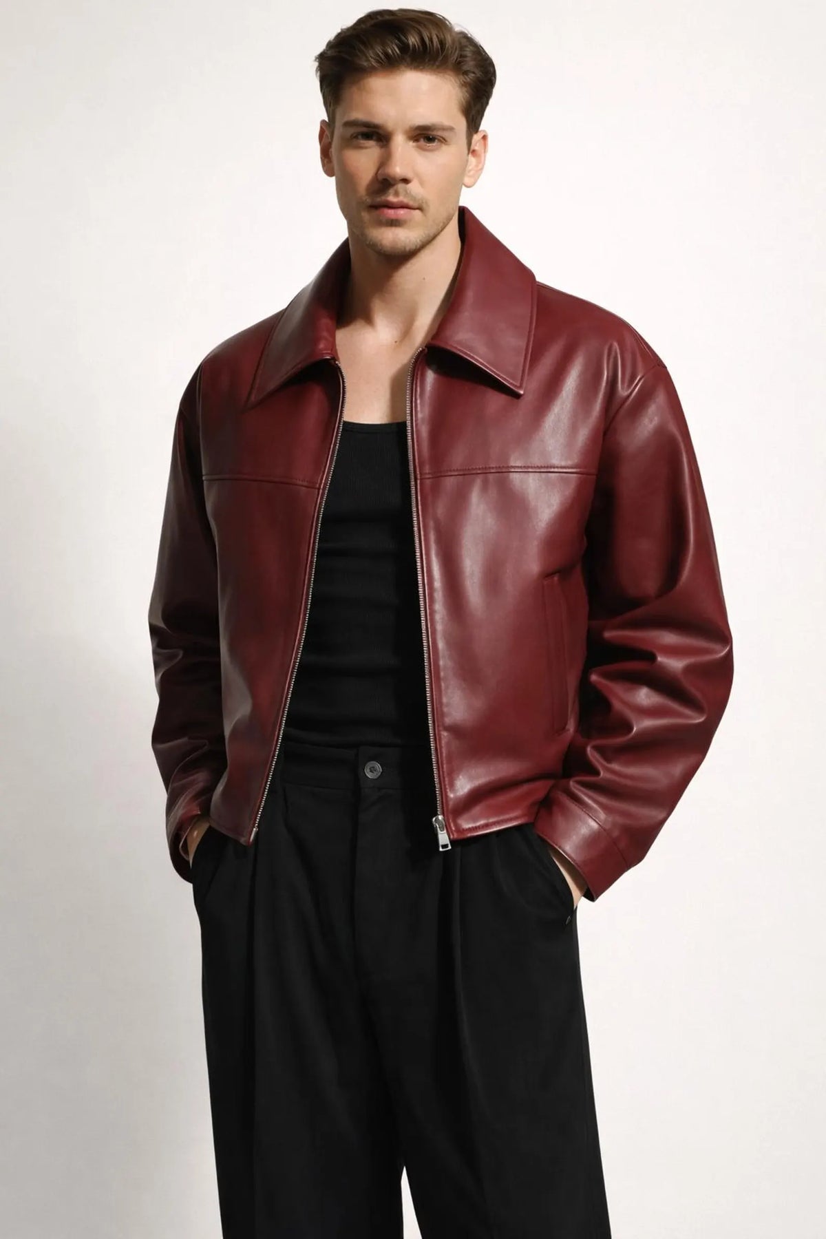 Premium Faux Maroon Leather Jacket For Men - Affordable Slim Fit Outerwear | Northly