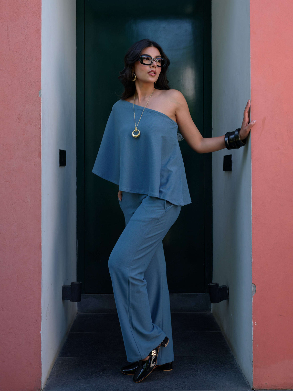 The Elite One-Shoulder Coord in Slate Blue