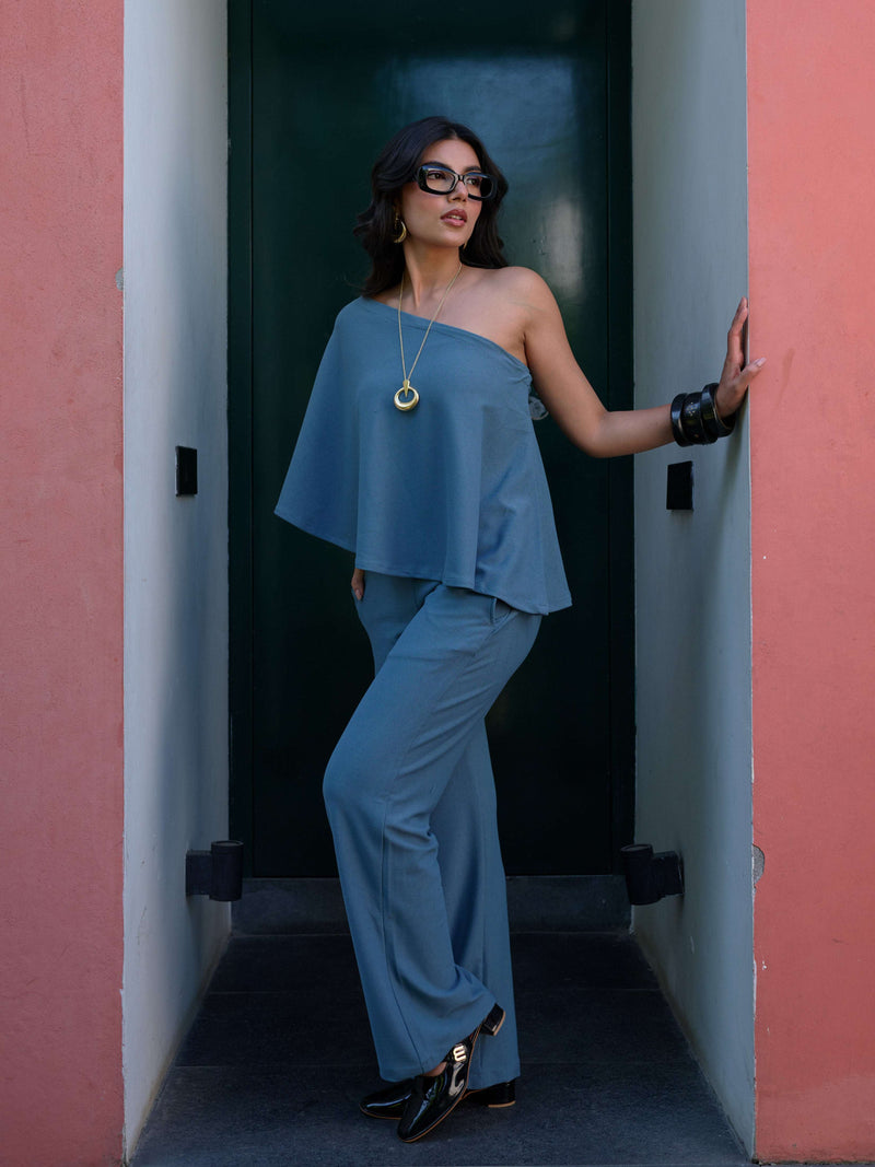 The Elite One-Shoulder Coord in Slate Blue