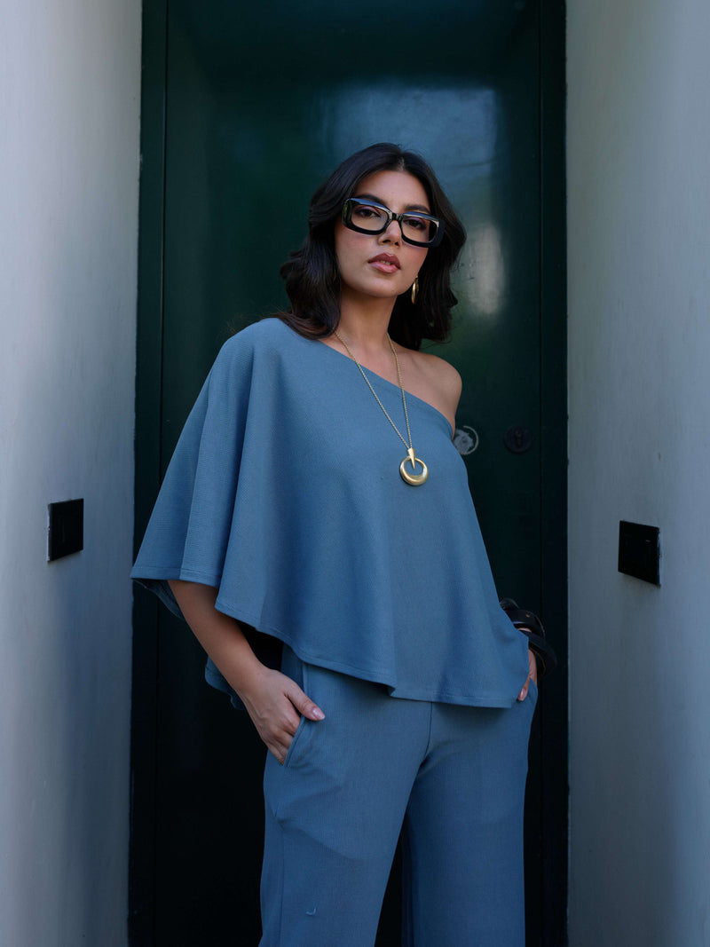The Elite One-Shoulder Coord in Slate Blue