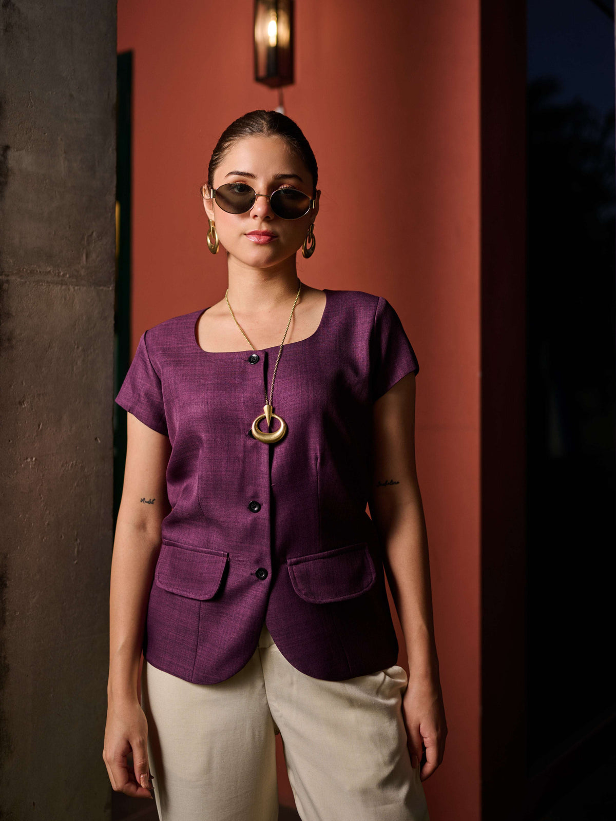 Position Imperial Berry Vest & Trouser Set