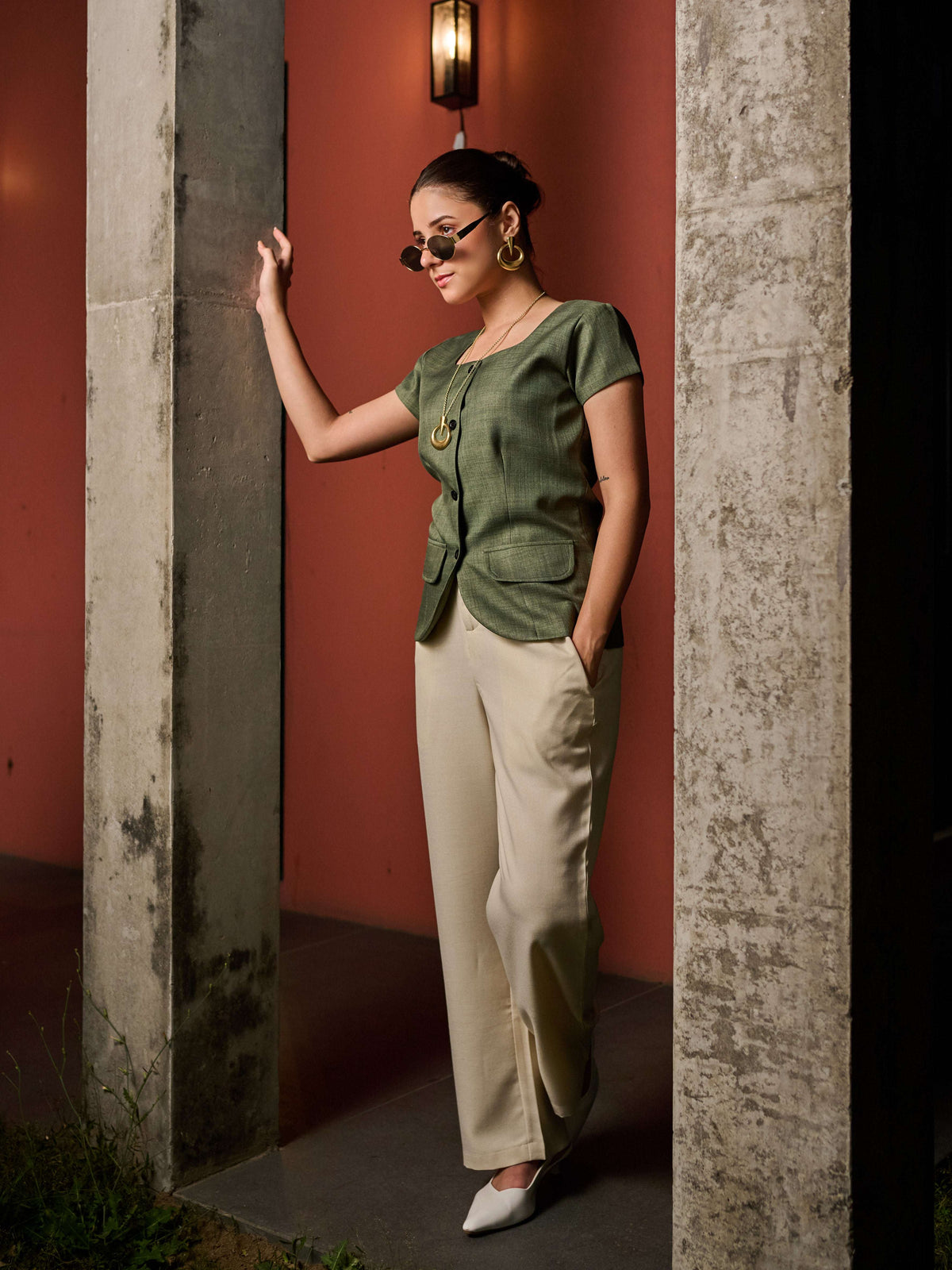 Position Forest Olive Vest & Trouser Set